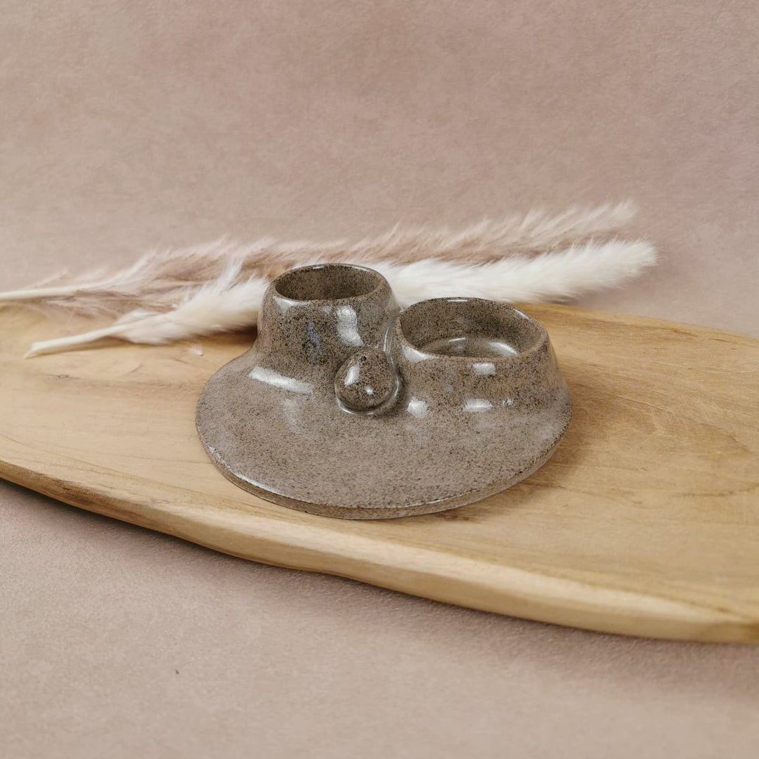 Räucherhalter aus Steinzeug – handgetöpfert, für Salbei, Palo Santo &amp; Stäbchen