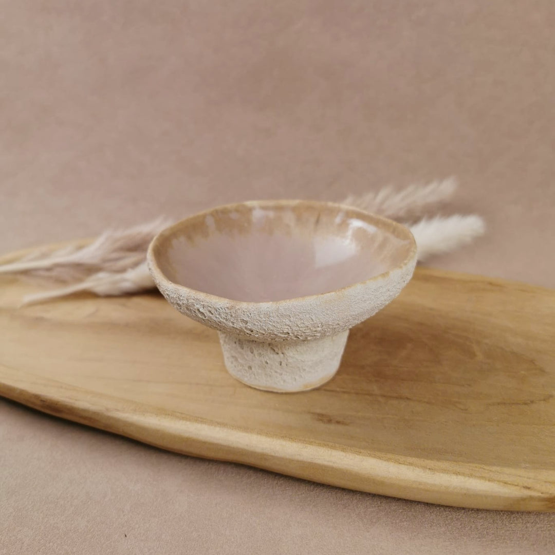 Räucherschale auf Fuß aus Steinzeug – handgetöpfert, Creme