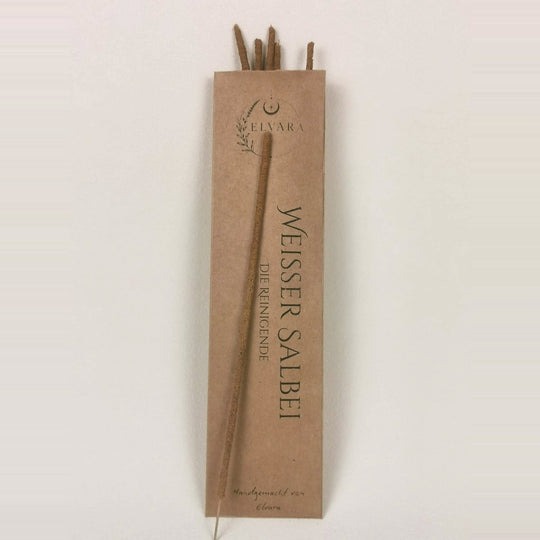 Weißer Salbei Räucherstäbchen von Elvara in Verpackung aus Kraftpapier